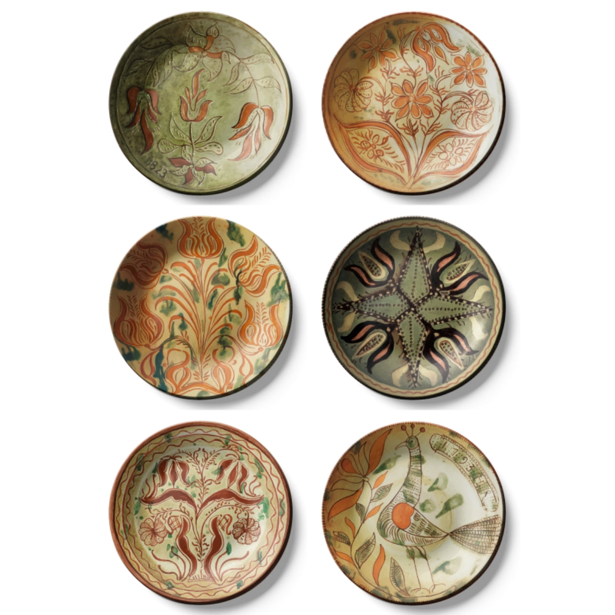 Set of 6 German Dish Art Ceramic Decorative Wall Plates Décor