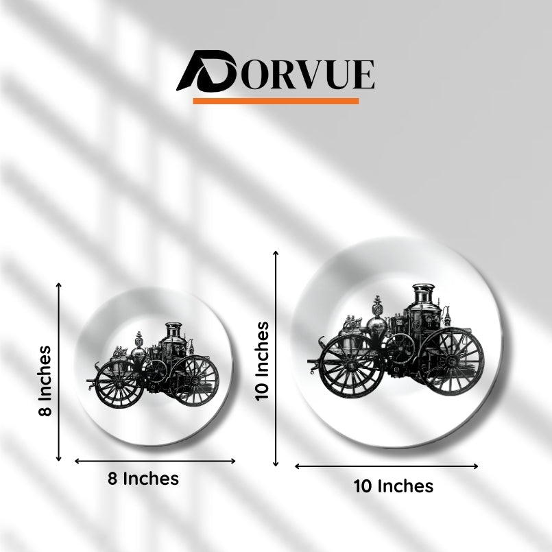 Antique Victorian Early Pumper Fire Truck Cart Or Steam Fire Engine Ceramic Wall Plate