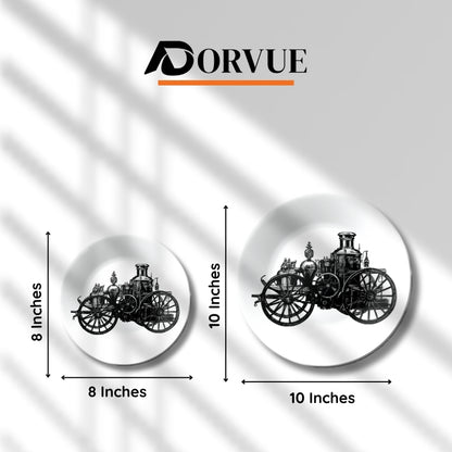 Antique Victorian Early Pumper Fire Truck Cart Or Steam Fire Engine Ceramic Wall Plate