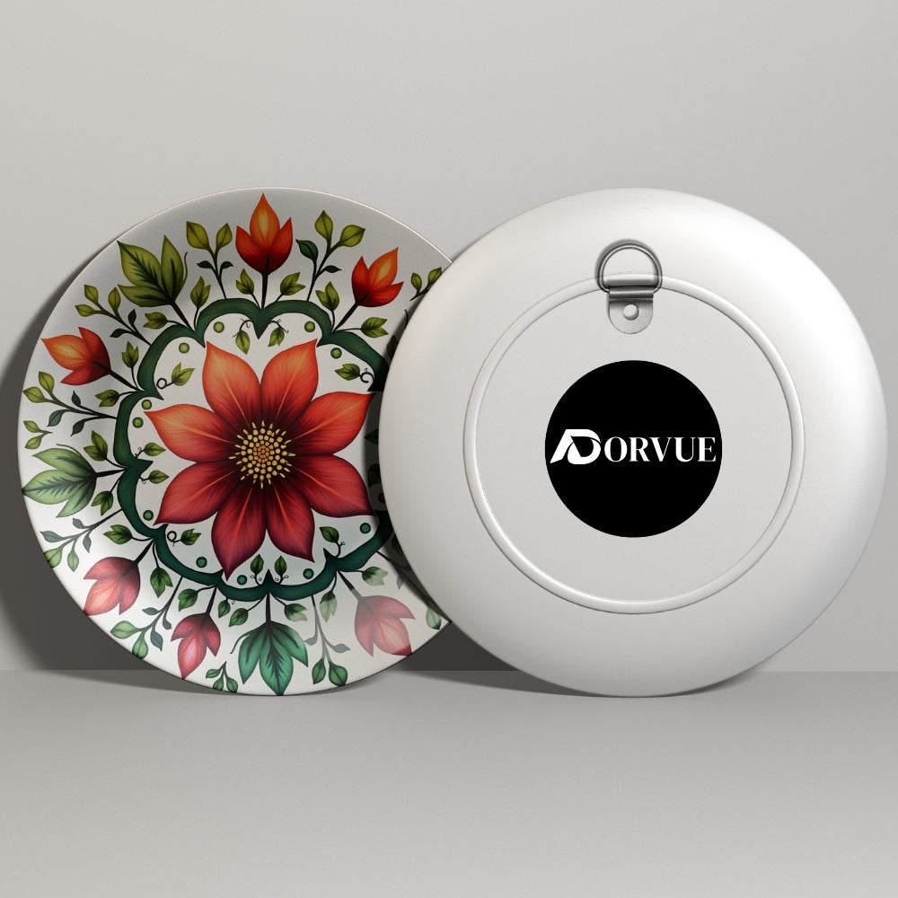 Red Dahlia Decorative Ceramic Wall Plate
