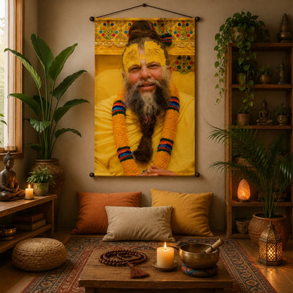 Spiritual Guru Premanand Ji Maharaj Tapestry Wall Hanging Decor for Living Room & Meditation Room | Premanand Ji Maharaj Wall Art Tapestry for Home, Yoga Room & Spiritual Decor 20x30Inch