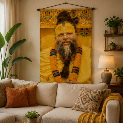 Spiritual Guru Premanand Ji Maharaj Tapestry Wall Hanging Decor for Living Room & Meditation Room | Premanand Ji Maharaj Wall Art Tapestry for Home, Yoga Room & Spiritual Decor 20x30Inch