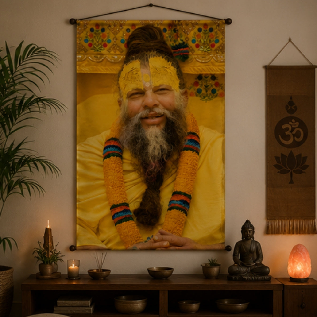 Spiritual Guru Premanand Ji Maharaj Tapestry Wall Hanging Decor for Living Room & Meditation Room | Premanand Ji Maharaj Wall Art Tapestry for Home, Yoga Room & Spiritual Decor 20x30Inch
