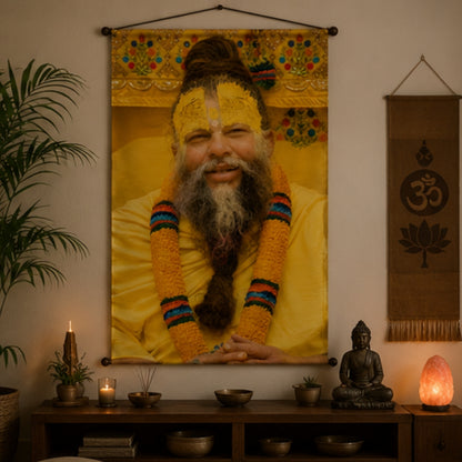Spiritual Guru Premanand Ji Maharaj Tapestry Wall Hanging Decor for Living Room & Meditation Room | Premanand Ji Maharaj Wall Art Tapestry for Home, Yoga Room & Spiritual Decor 20x30Inch