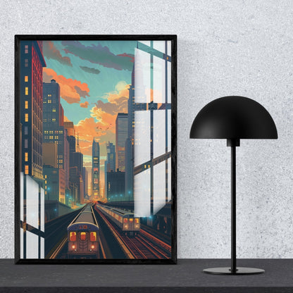 City Tracks at Dusk Metal Print With or Without Frame Wall Art