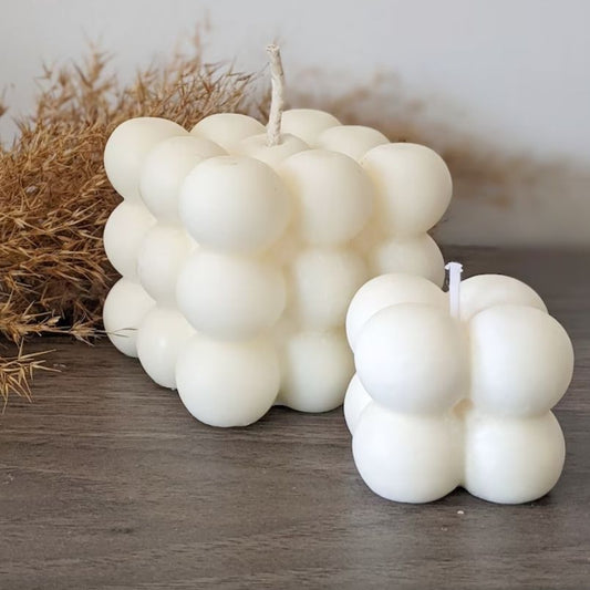 Set of 2 100% Soy Wax Handcrafted Pearl Cube Decorative Candle