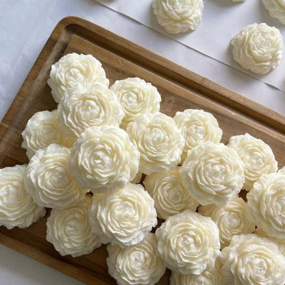 Set of 3 100% Soy Wax Peony Shape Handmade Candle In White