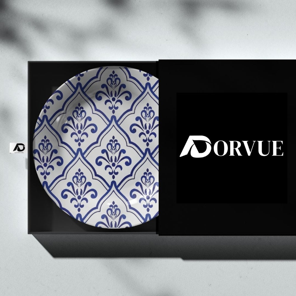 Blue and White Royal Baroque and Damask Decorative Wall Plate