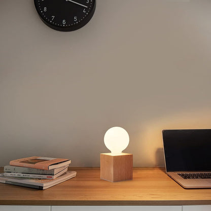 Aurea Cube Solid Wood Table Lamp