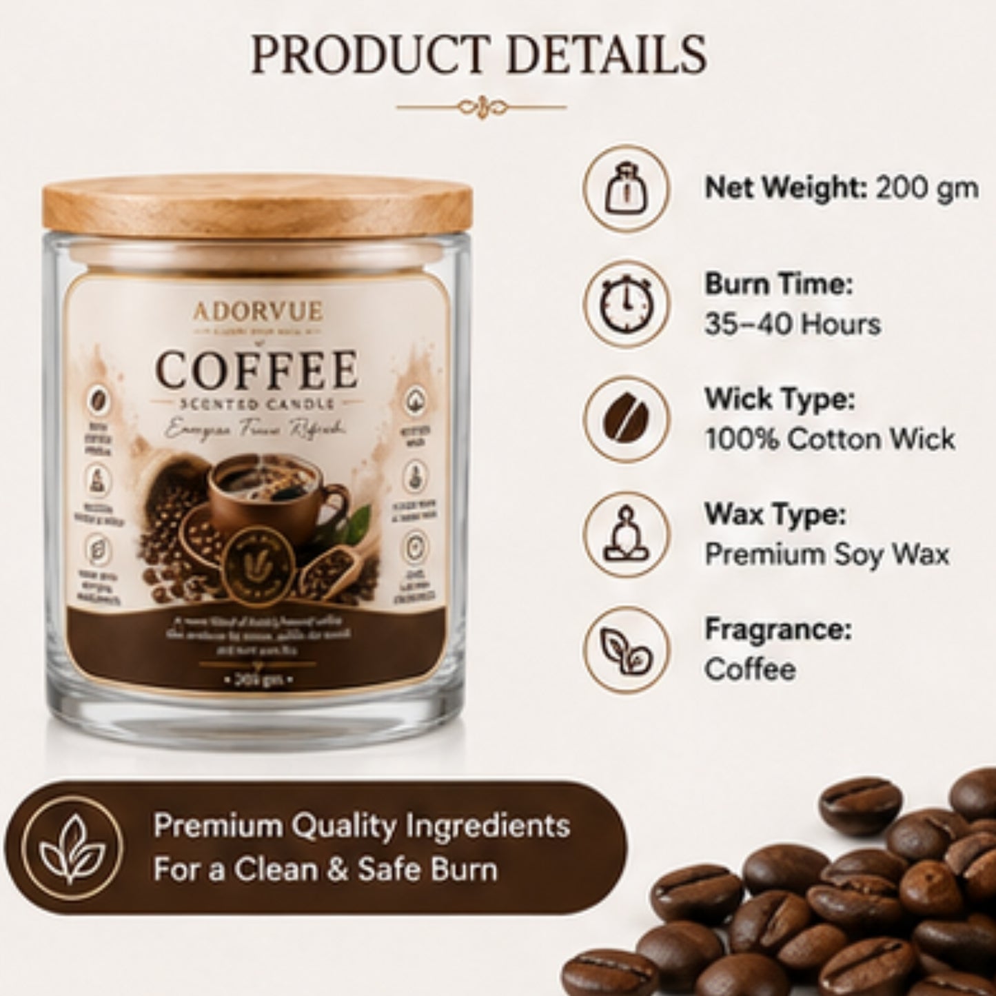 Coffee Scented Candle for Home Décor & Gifting | Natural Soy Wax Aromatherapy Candle