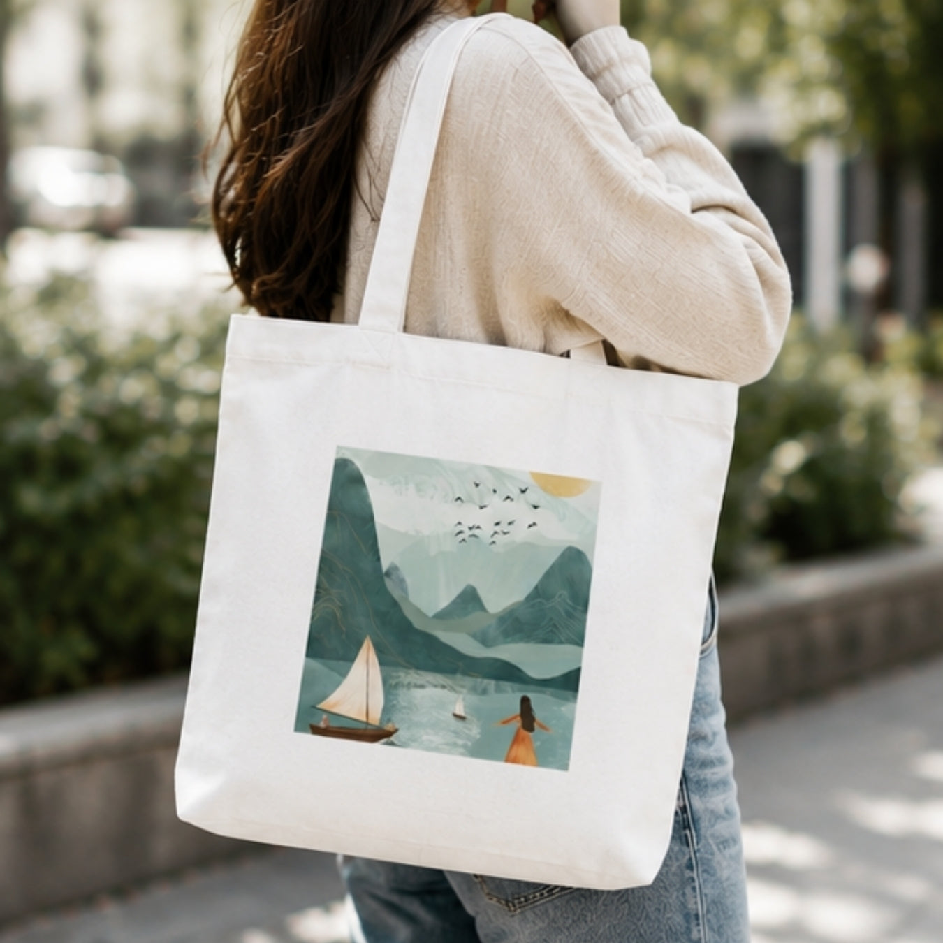 Boho Premium Reusable Unique Art Printed Tote Bag Stylish Eco-Friendly Cotton Handbags, Canvas Bags for College, Shopping, Office, Travel, Grocery Runs, Beach Day and Casual Outings