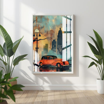Retro City Ride Metal Print With or Without Frame Wall Art
