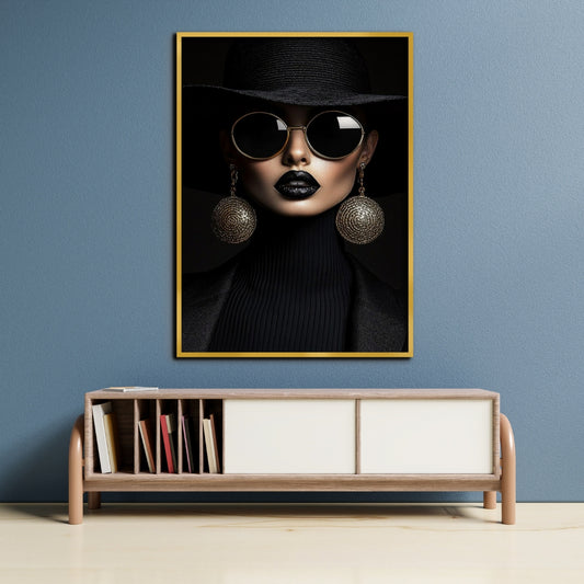 Midnight Muse Canvas Painting Framed Wall Art