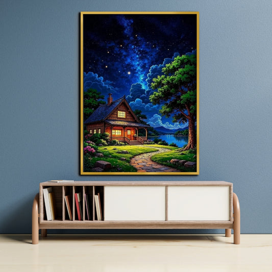 Starlit Haven Canvas Painting Framed Wall Art