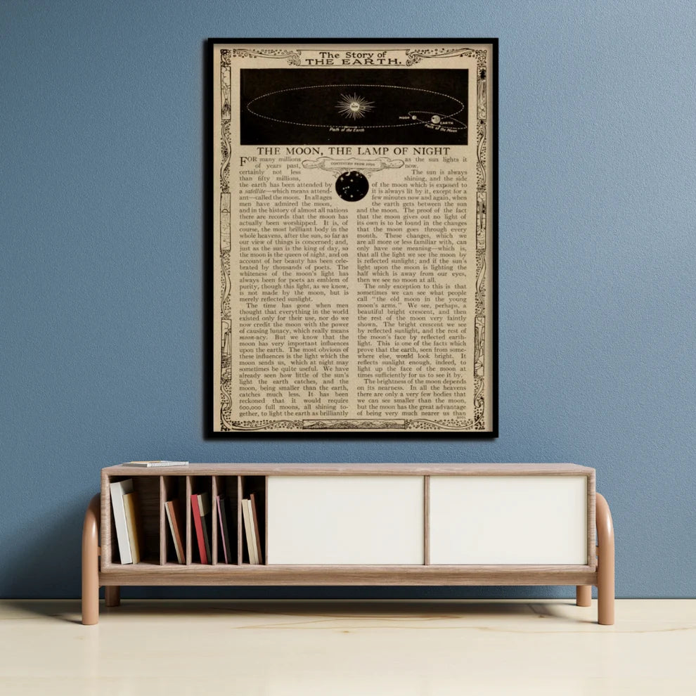 The Story Of Earth Vintage Canvas Painting Framed Wall Art