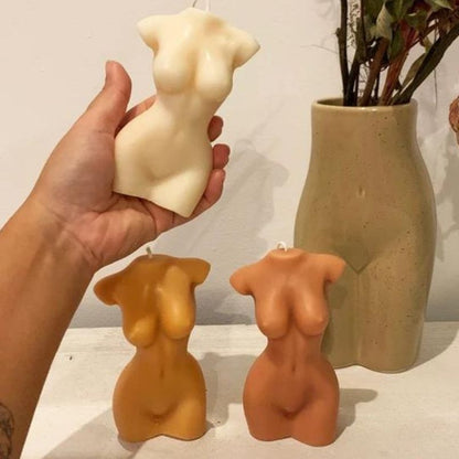 Set of 3 100% Soy Wax Handcrafted Female Torso Decorative Candle