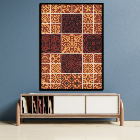 Heritage Tiles Canvas Painting Framed Wall Art