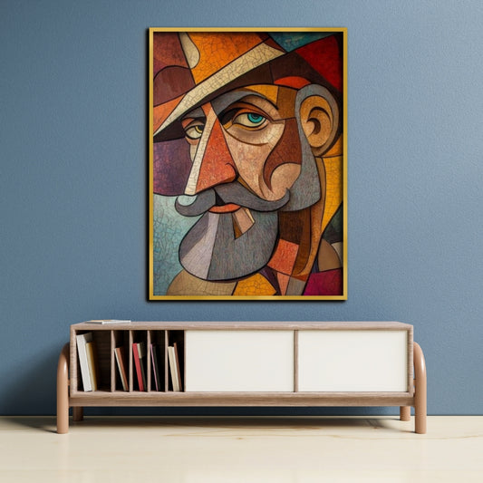 Cubist Gaze Abstract Canvas Painting Framed Wall Art