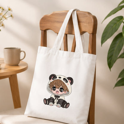 Cute Boy Premium Reusable Unique Art Printed Tote Bag Stylish Eco-Friendly Cotton Handbags, Canvas Bags for College, Shopping, Office, Travel, Grocery Runs, Beach Day and Casual Outings