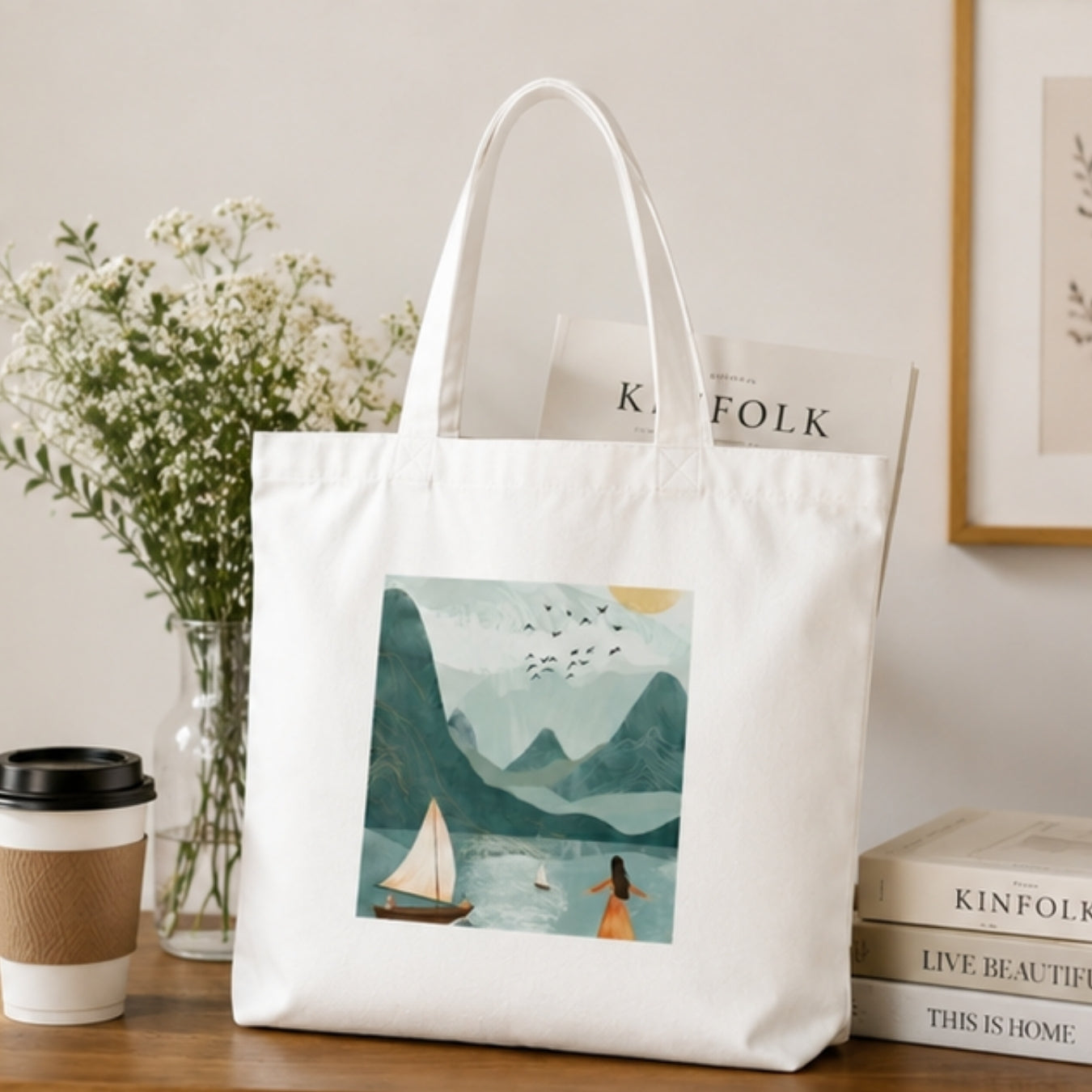 Boho Premium Reusable Unique Art Printed Tote Bag Stylish Eco-Friendly Cotton Handbags, Canvas Bags for College, Shopping, Office, Travel, Grocery Runs, Beach Day and Casual Outings
