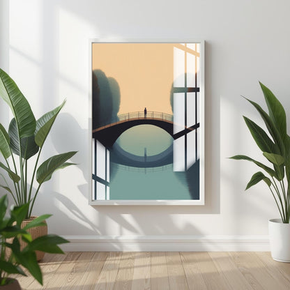 Silent Bridge of Solitude Metal Print With or Without Frame Wall Art