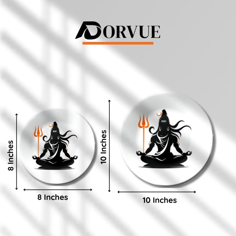 Mahadev Shiva Black and White Decorative Wall Plate