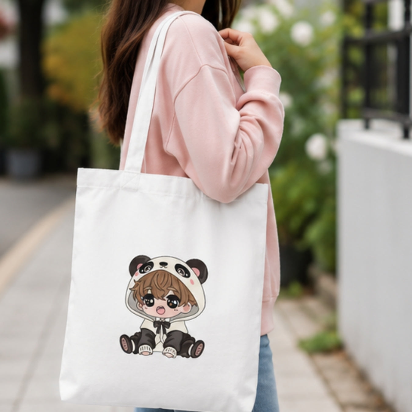 Cute Boy Premium Reusable Unique Art Printed Tote Bag Stylish Eco-Friendly Cotton Handbags, Canvas Bags for College, Shopping, Office, Travel, Grocery Runs, Beach Day and Casual Outings
