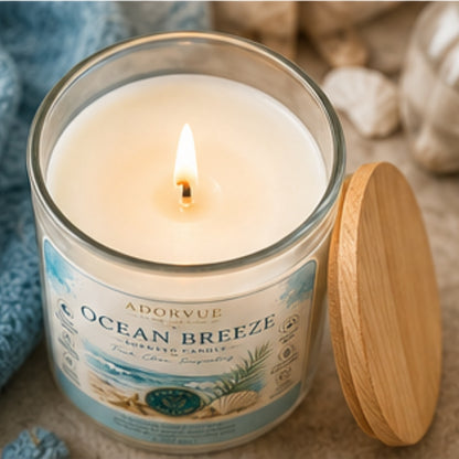 Ocean Breeze Scented Candle for Home Decor & Gifting | Natural Soy Wax Aromatherapy Candle