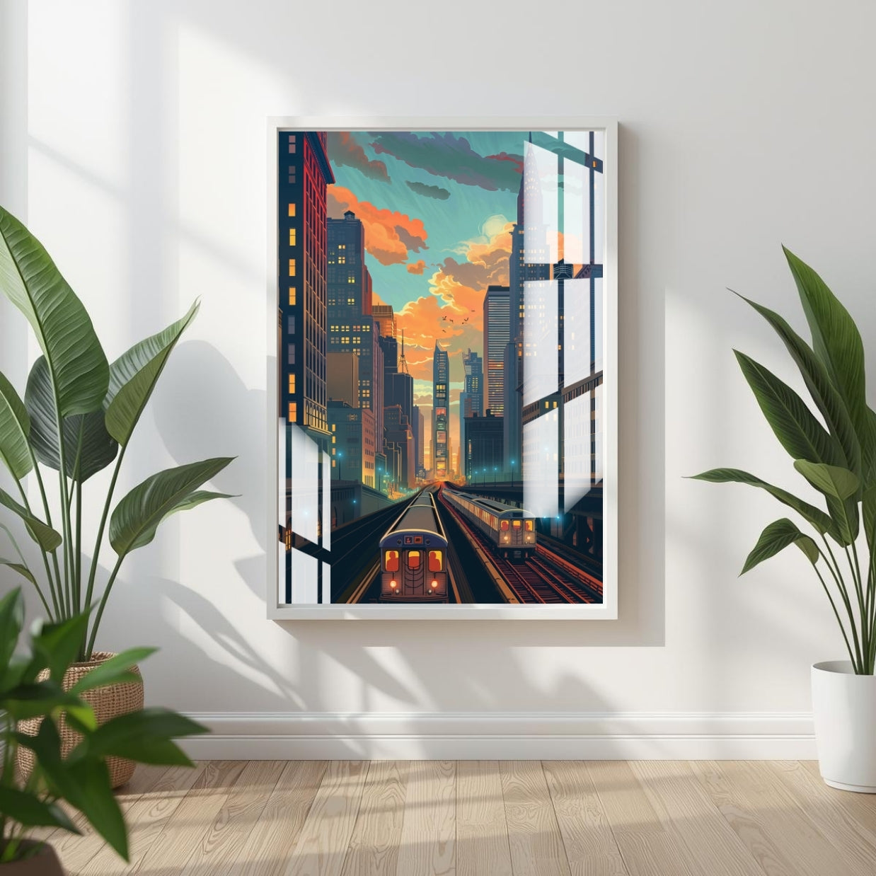 City Tracks at Dusk Metal Print With or Without Frame Wall Art