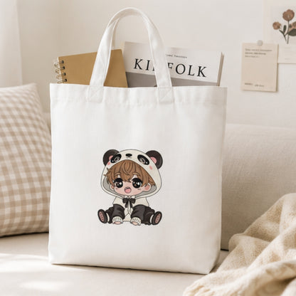 Cute Boy Premium Reusable Unique Art Printed Tote Bag Stylish Eco-Friendly Cotton Handbags, Canvas Bags for College, Shopping, Office, Travel, Grocery Runs, Beach Day and Casual Outings