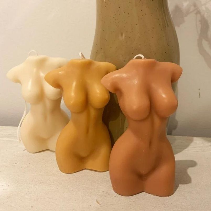 Set of 3 100% Soy Wax Handcrafted Female Torso Decorative Candle
