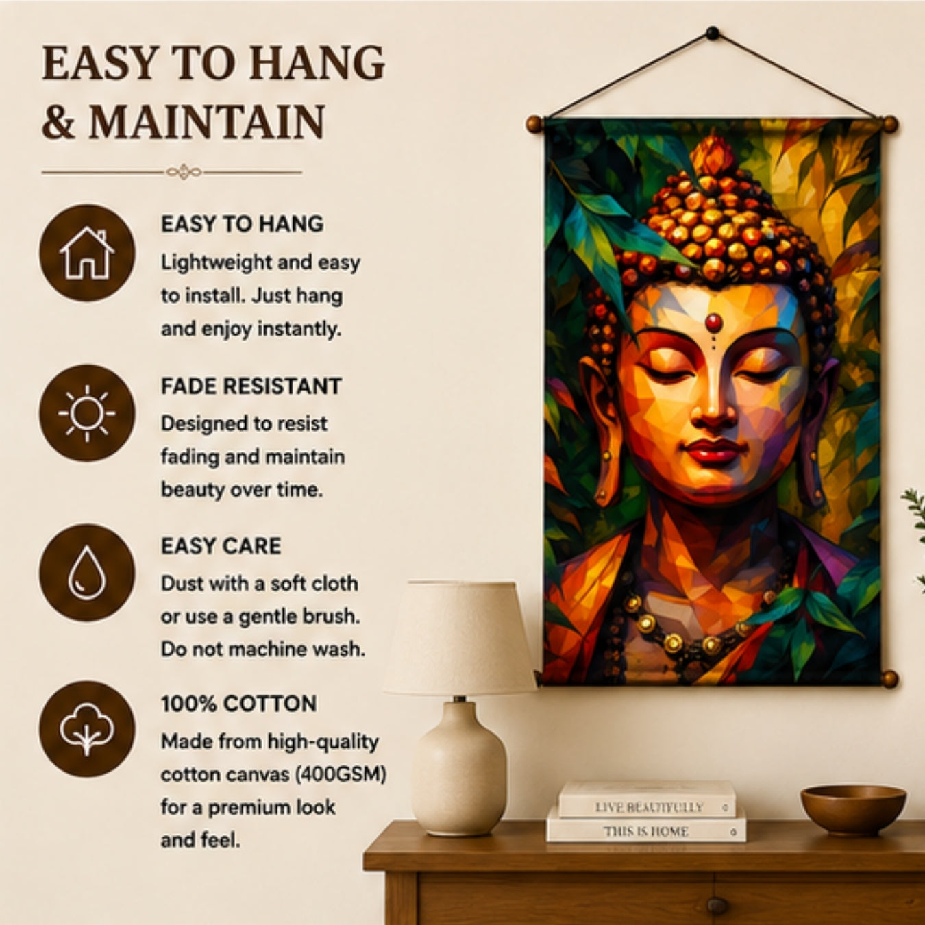 Buddha Tapestry Wall Hanging for Living Room & Bedroom | Meditation Buddha Wall Decor with Spiritual Zen Art | Aesthetic Fabric Tapestry for Home, Yoga Room & Meditation Decor 20x30 Inch