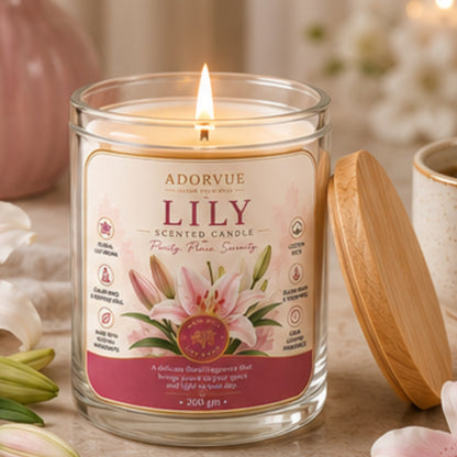 Lily Scented Candle for Home Décor & Gifting | Natural Soy Wax Aromatherapy Candle