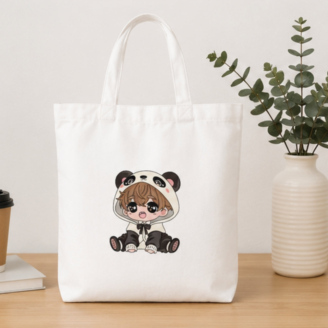 Cute Boy Premium Reusable Unique Art Printed Tote Bag Stylish Eco-Friendly Cotton Handbags, Canvas Bags for College, Shopping, Office, Travel, Grocery Runs, Beach Day and Casual Outings