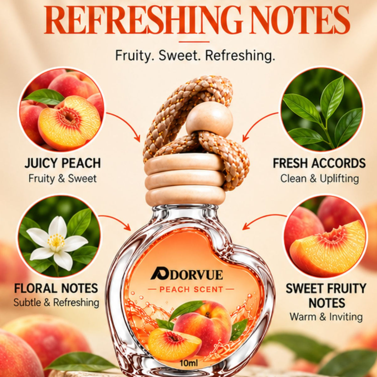 Peach Automatic Air Car Freshener 10ml