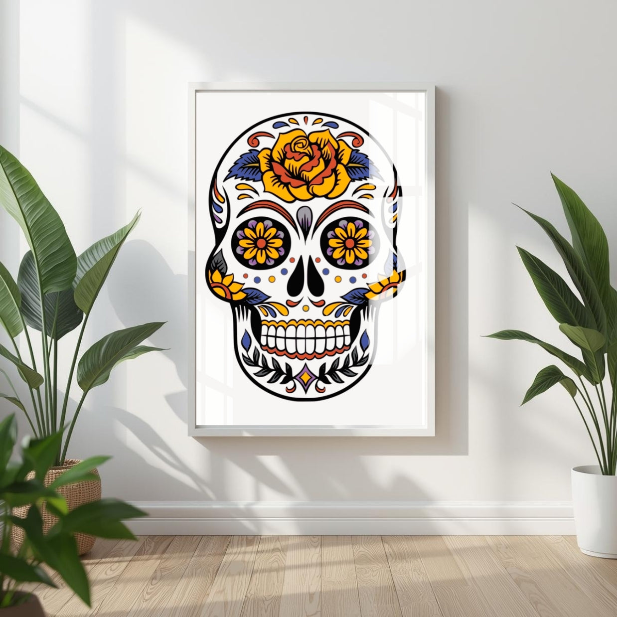 Floral Skull Fiesta Metal Print With or Without Frame Wall Art