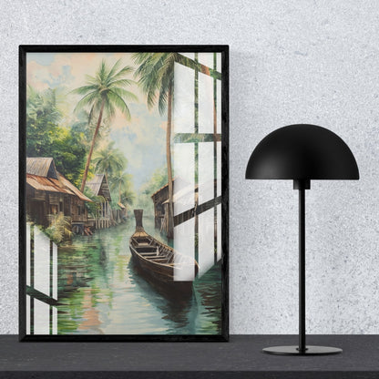 Tropical Canal Escape Metal Print With or Without Frame Wall Art