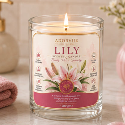Lily Scented Candle for Home Décor & Gifting | Natural Soy Wax Aromatherapy Candle