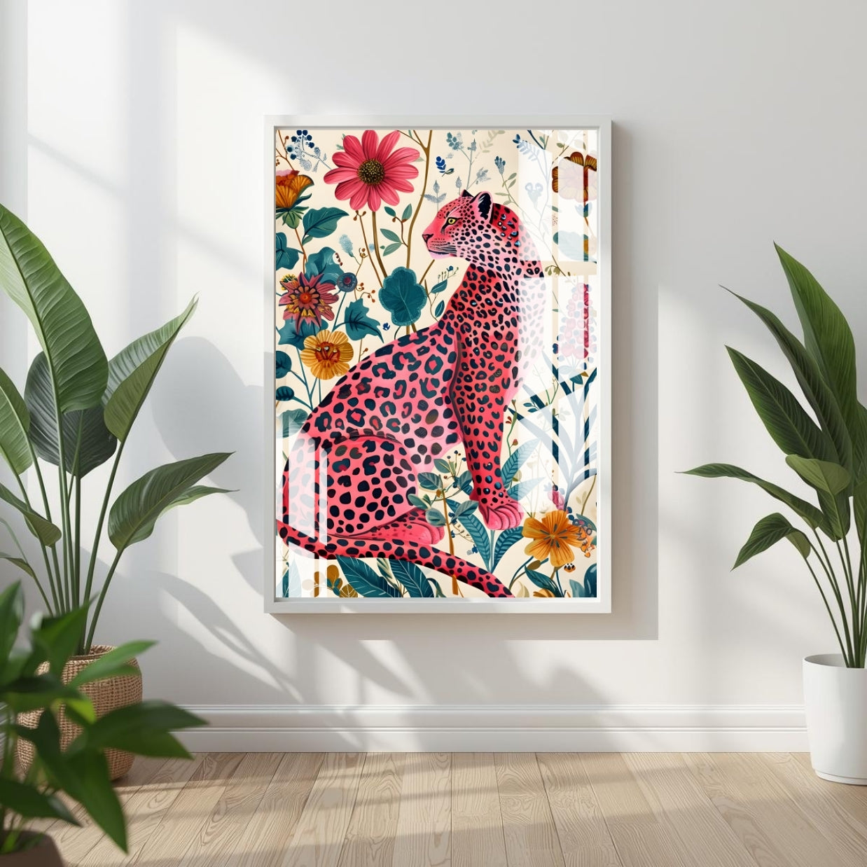 Blossom Leopard Metal Print With or Without Frame Wall Art