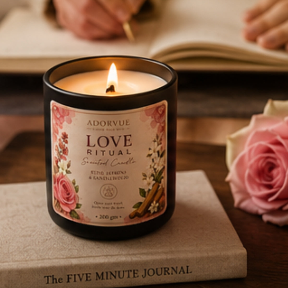 Love Ritual Scented Candle for Home Fragrance | Rose, Jasmine & Sandalwood Soy Wax Candle