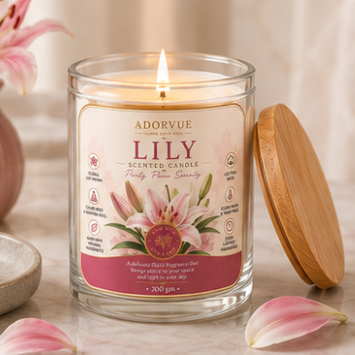 Lily Scented Candle for Home Décor & Gifting | Natural Soy Wax Aromatherapy Candle