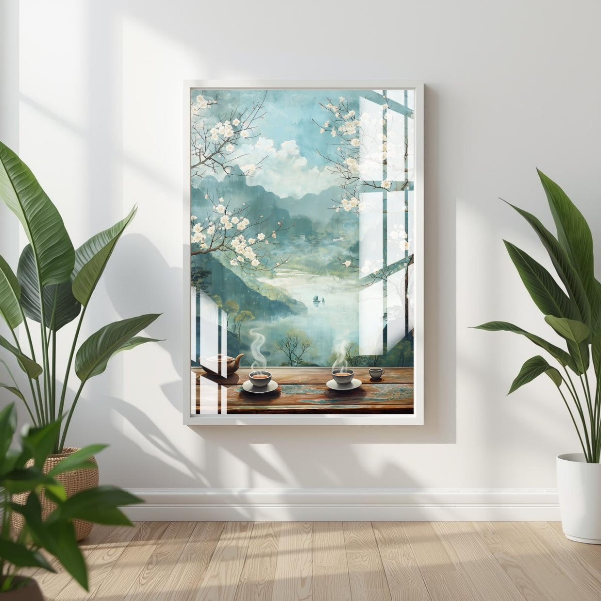 Tea by the Mountains Metal Print With or Without Frame Wall Art
