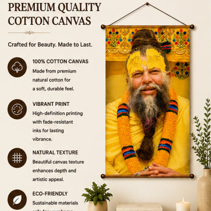 Spiritual Guru Premanand Ji Maharaj Tapestry Wall Hanging Decor for Living Room & Meditation Room | Premanand Ji Maharaj Wall Art Tapestry for Home, Yoga Room & Spiritual Decor 20x30Inch