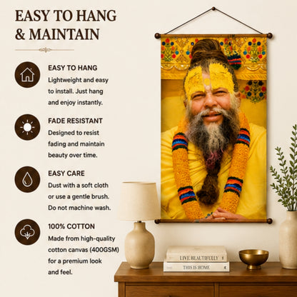 Spiritual Guru Premanand Ji Maharaj Tapestry Wall Hanging Decor for Living Room & Meditation Room | Premanand Ji Maharaj Wall Art Tapestry for Home, Yoga Room & Spiritual Decor 20x30Inch