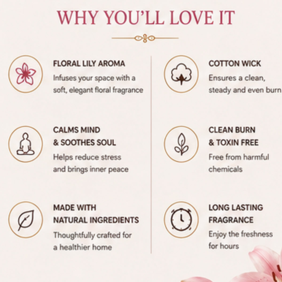 Lily Scented Candle for Home Décor & Gifting | Natural Soy Wax Aromatherapy Candle
