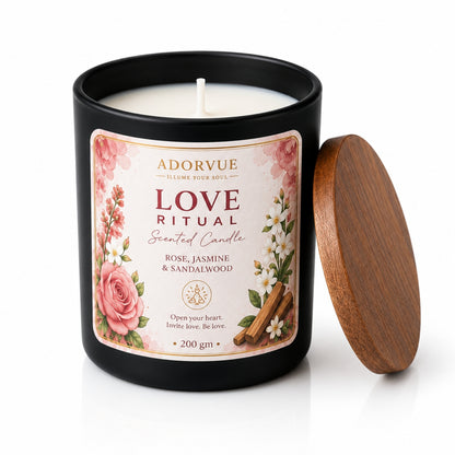 Love Ritual Scented Candle for Home Fragrance | Rose, Jasmine & Sandalwood Soy Wax Candle