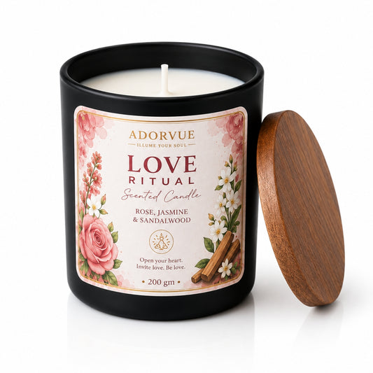 Love Ritual Scented Candle for Home Fragrance | Rose, Jasmine & Sandalwood Soy Wax Candle
