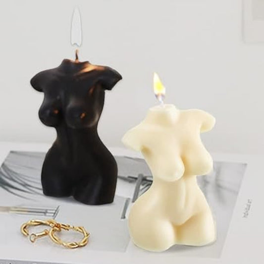 Set of 2 100% Soy Wax Handcrafted Female Torso Decorative Candle