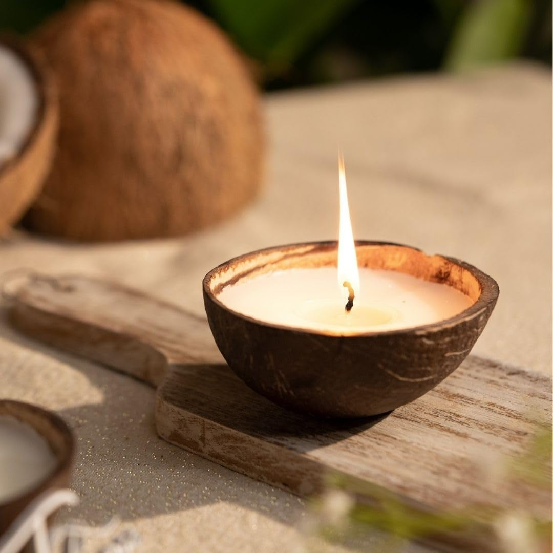 100% Soy Wax Coconut Shell Handmade Candle