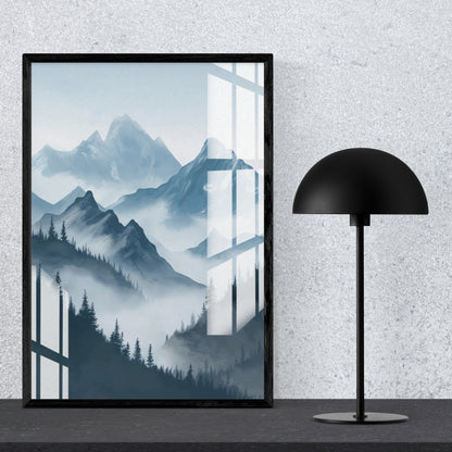 Misty Mountain Layers Metal Print With or Without Frame Wall Art